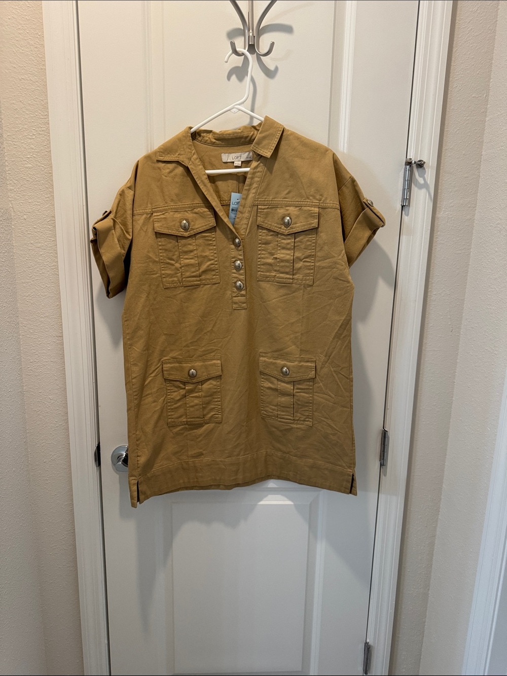 LOFT Mustard Utility Shirt Dress